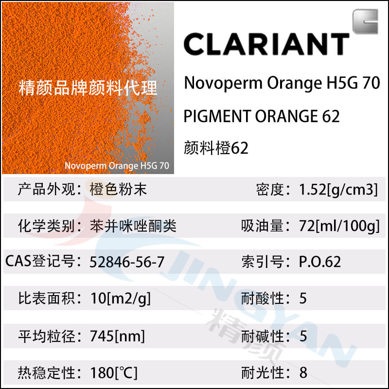 科萊恩H5G70苯并咪唑酮顏料橙62參數(shù)表